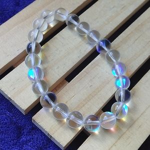 🌜 Faux Rainbow MOONSTONE 🌛 8mm Resin Bead ⭐ CHAKRA BRACELET for smaLL wrist
